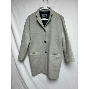 Gap Wool Blend Car Coat, Peacoat, Gray Heather, Button Closure, Women's XS
